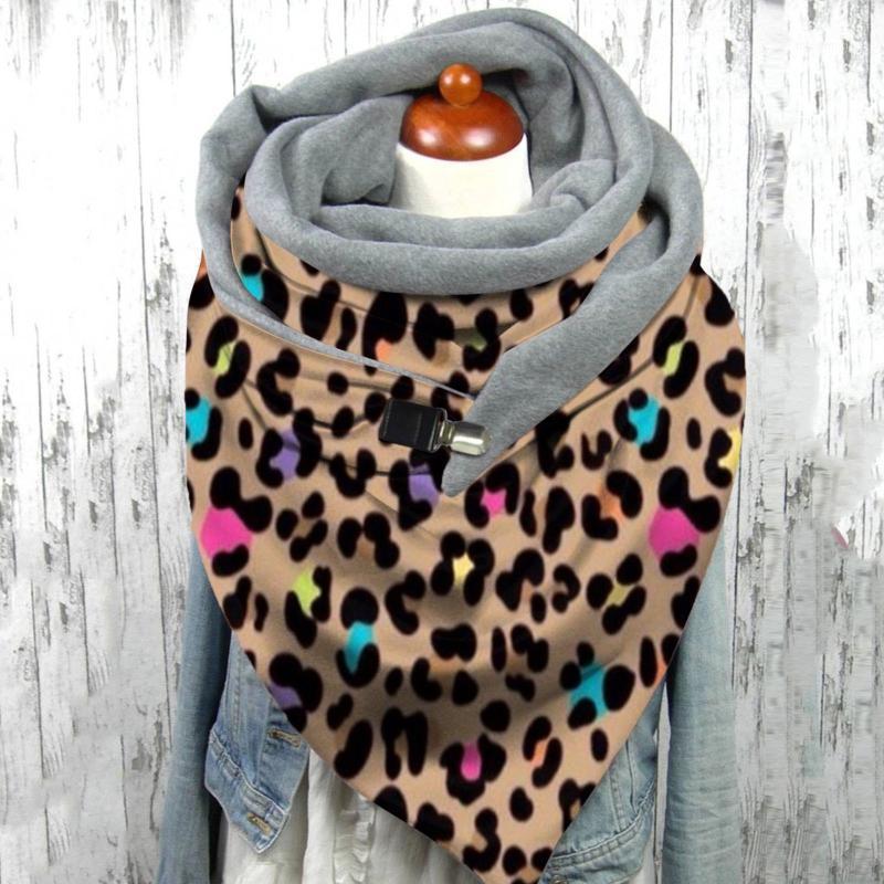 

2020 Leopard Winter Women Scarf Fashion Retro Female Multi-purpose Shawl Scarf Button Wrap Warm Shawls Windproof Face Cover1