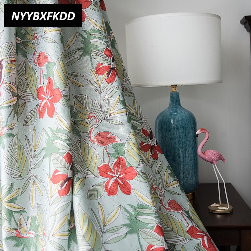 

Flamingo Jacquard Curtains Cloth Home Decoration For Bedroom Living Room Window Treatment Balcony Floral Print Curtain Fabric, Color 1