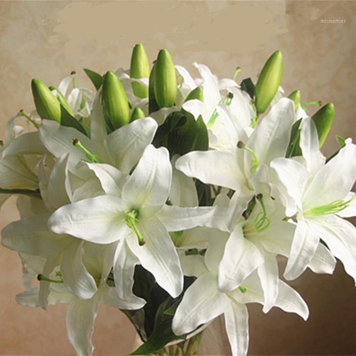 

Six Head Simulation Lilies Wedding Bouquet Living Room Decoration Flower Arrangement Simulation Lily1