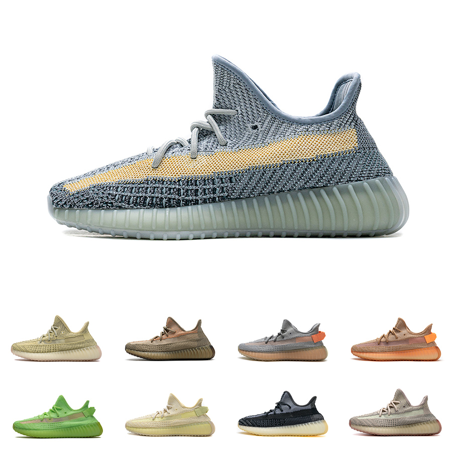 

Kanye West V2 Sneakers Mens Womens Israfil Abez Ash Blue Earth Ashpea Reflective Static Cinder Clay Yechiel Beluga Cream White Running Shoes, Shown