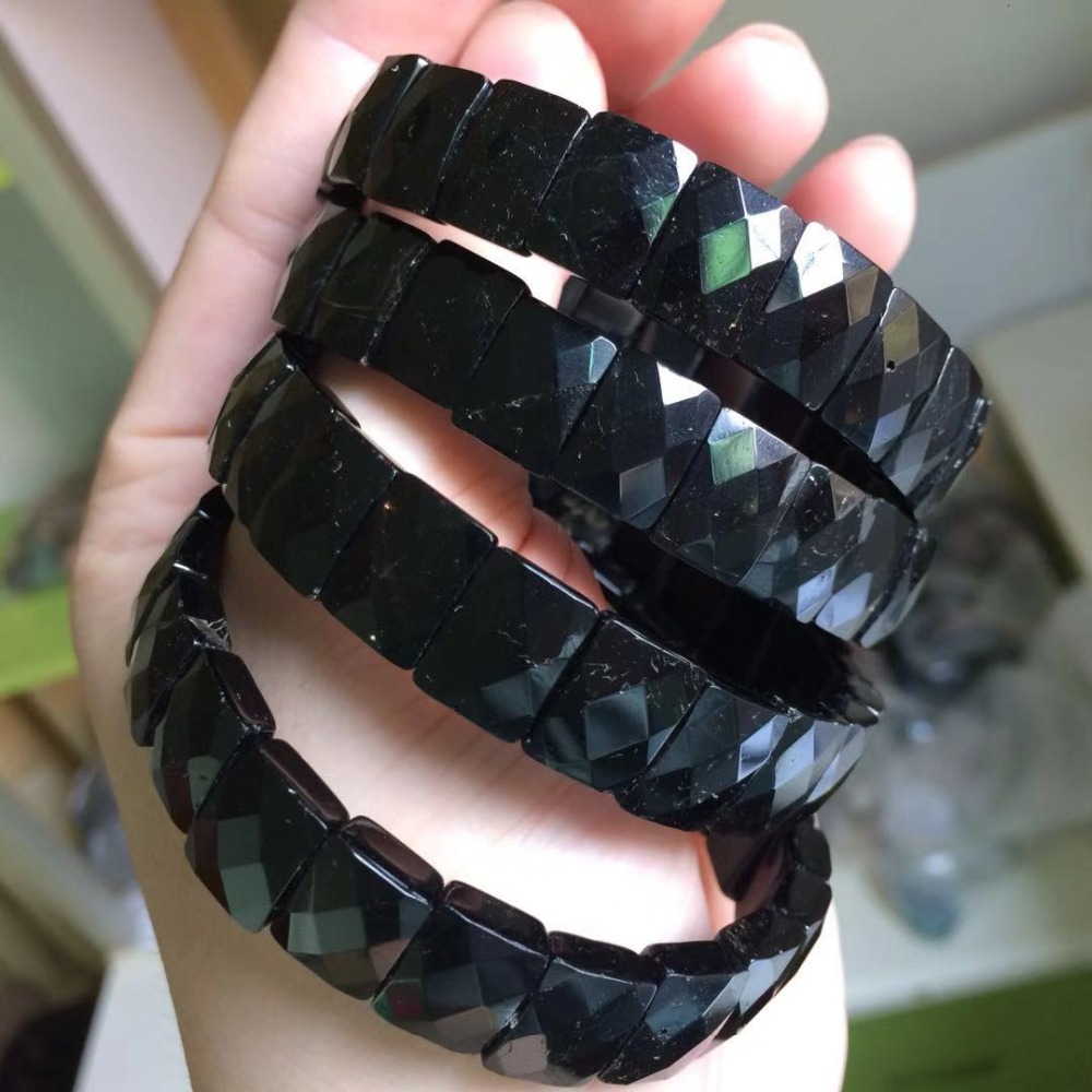 black tourmaline stone beads bracelet natural energy stone bangle fine jewelry bracelet for woman for gift wholesale ! Y1218-image-628790979