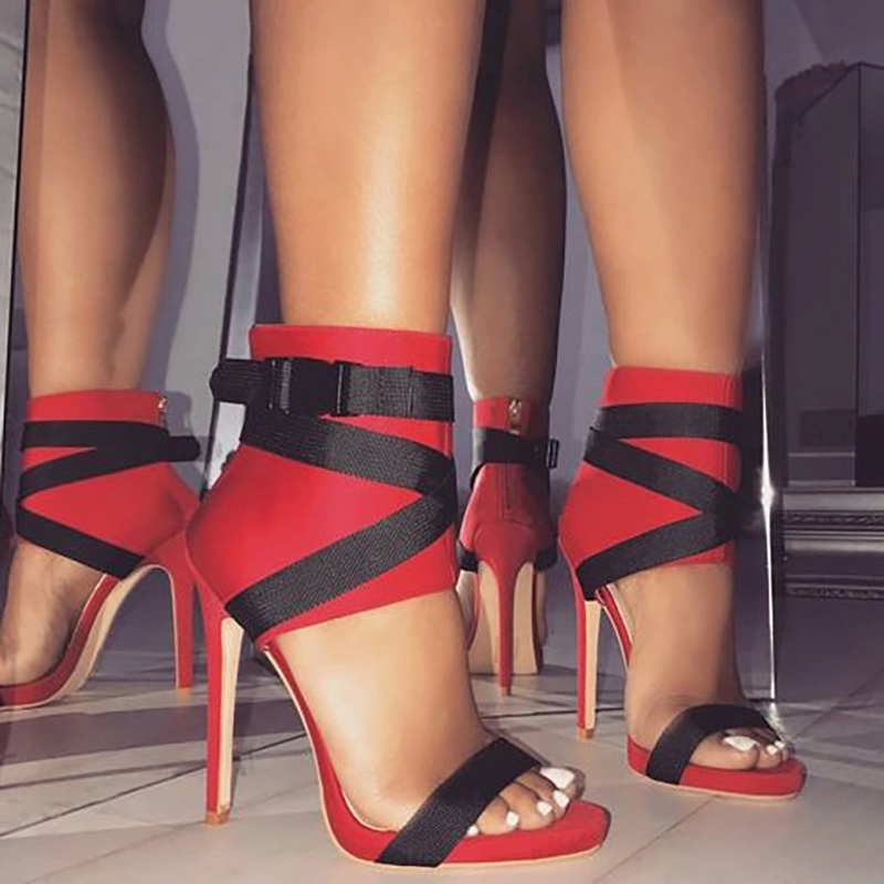 

Women High Heels Pumps Shoes Ladies Shoes Woman Sandals Cross Belt Summer Heels Super High Heel Peep Toe Sexy Sandals #KY1a, Black