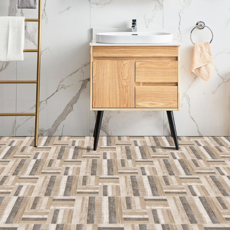 

10pcs European Style Non-Slip Wear-resistant Tile Paste Waterproof Wall Paste for Bathroom Living Room Kitchen 20x20cm(Assorted