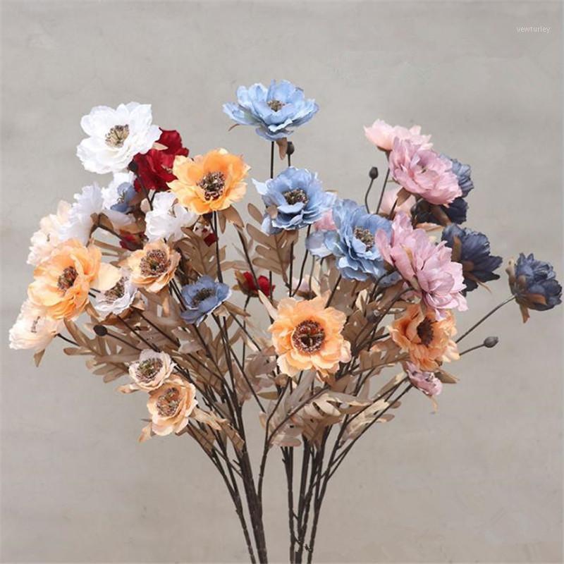 

10Pcs Fake Mullein Anemone (6 heads/piece) 31.5" Length Simulation Anemones for Wedding Home Decorative Artificial Flowers1, Blue
