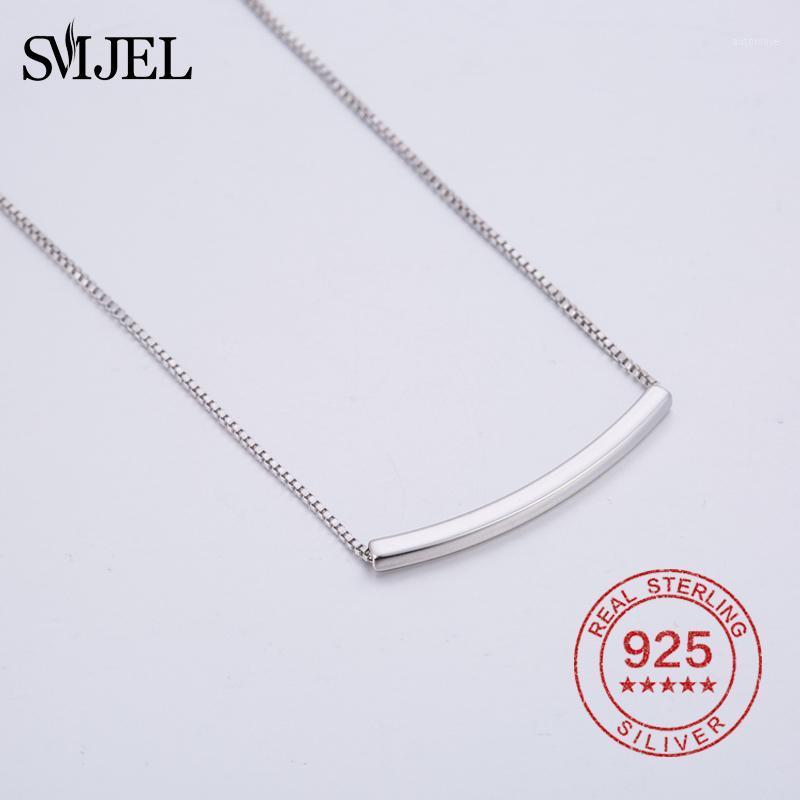 

SMJEL Fashion 925 Sterling Silver Bar Chain Necklace for Women Personalize Long Square Bar Pendants Necklaces Wedding Jewelry1