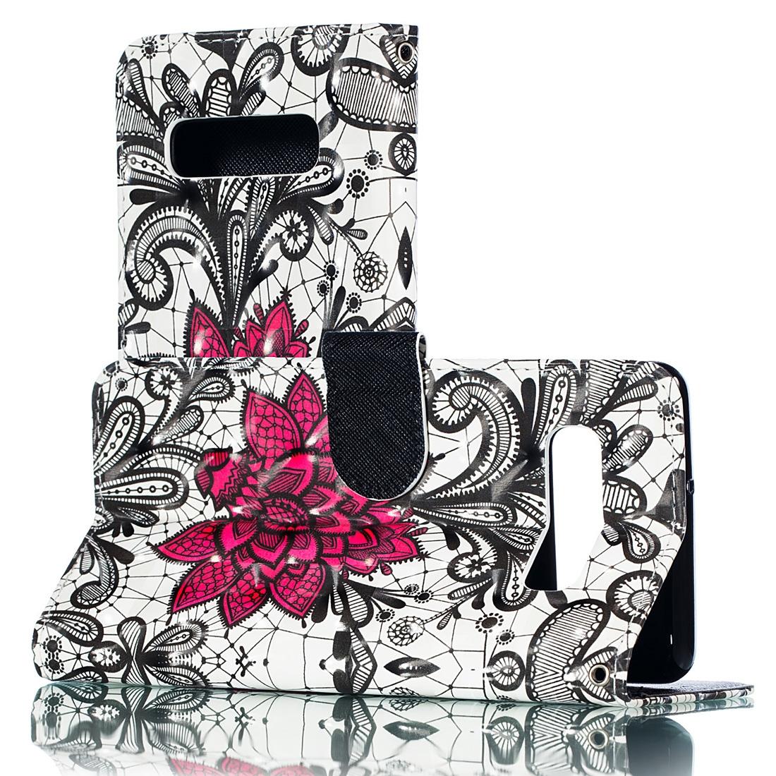

3D Lace Flower Pattern Horizontal Flip PU Leather Case for Galaxy S10 with Holder Card Slots Wallet Photo Frame