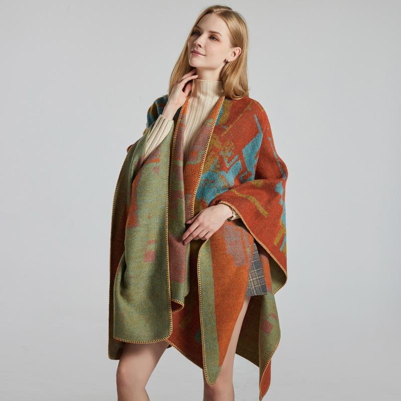 

Scarves 2021 Cashmere Winter Warm Ponchos And Capes For Women Foulard Femme Shawls Wraps Female Bufanda Hijab Bandana