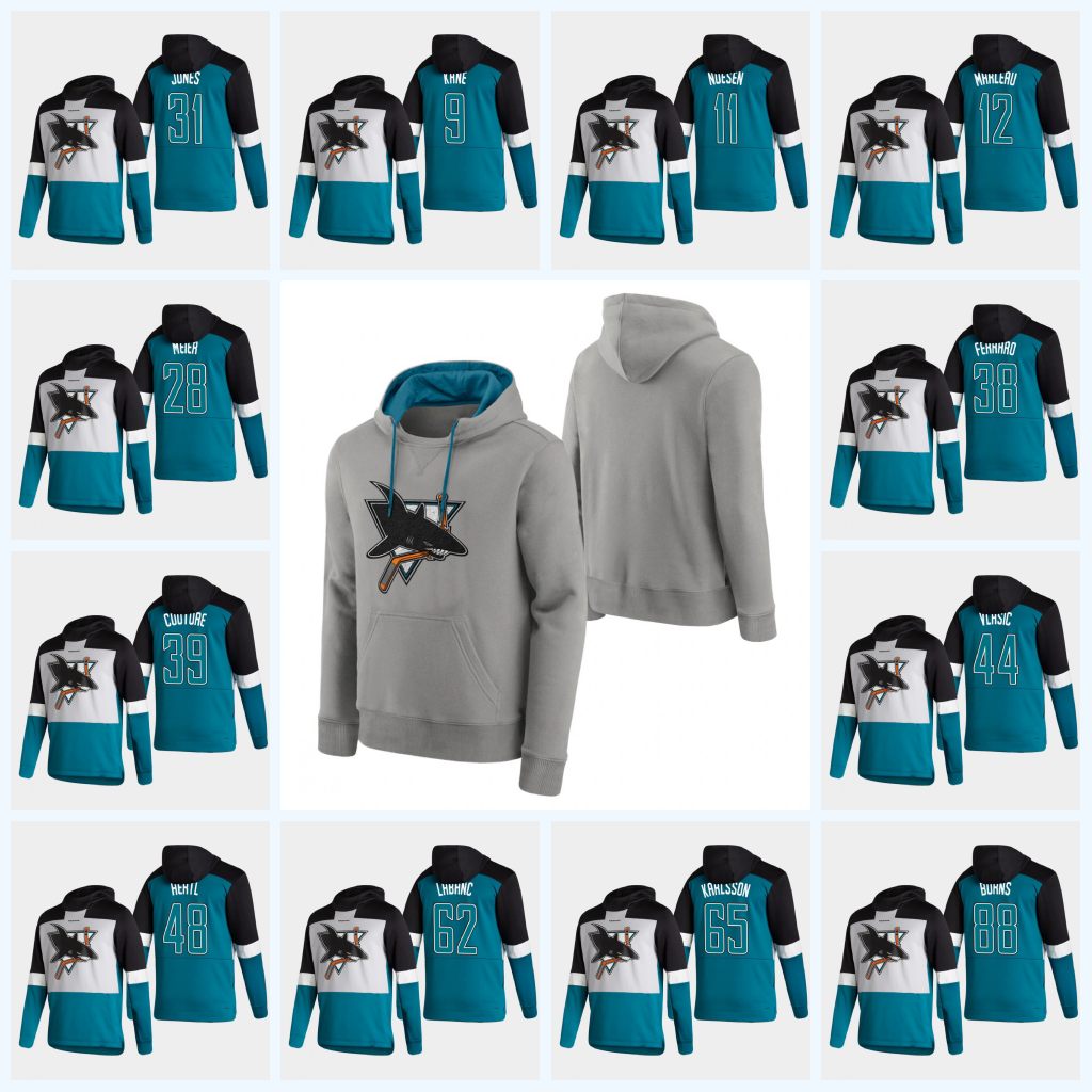 

San Jose Sharks 2021 Special Edition Hoodie 12 Patrick Marleau Logan Couture Brent Burns Erik Karlsson Tomas Hertl Evander Kane Jones, Black;red