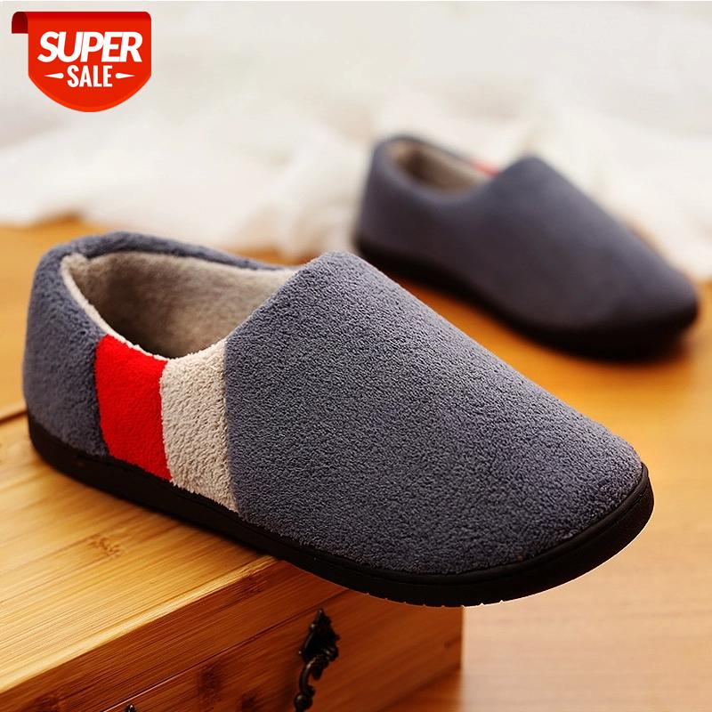 

Men Slippers Home Memory foam Winter Short Plush Indoor Slippers Male Comfy Flock Non-slip House Shoes Big size 45 46 47 #4o1v, Chocolate