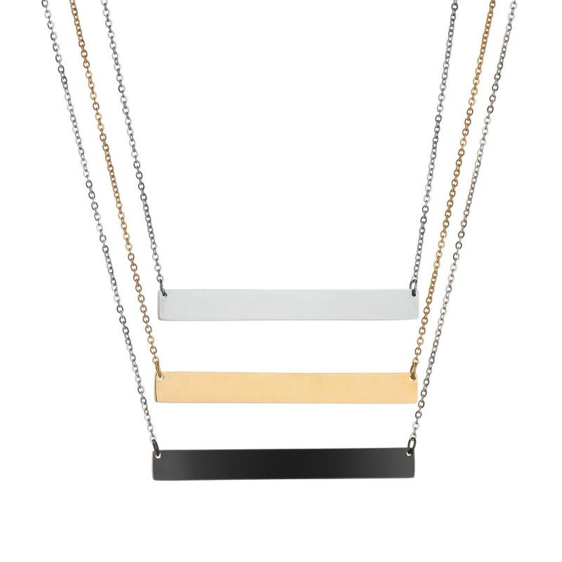 

Army Style Stainless Steel Blank Rectangle Pendant Necklace Dog Tag chain choker jewelry Fans Gift DIY Necklace 4 size