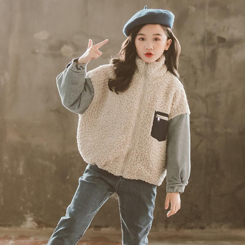 

Winter Girls Kids Sport Jacket Thick Fleece Warm Zip Up Hoodie Sweatshirt Jogger Running Fitness Workout Casual Coat Sportswear, Apricot