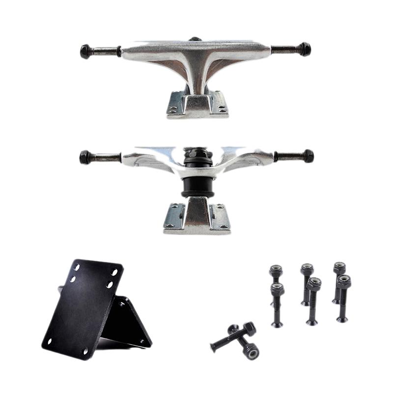 

5 Inch Adult Skateboard Truck Independent Bridge Skateboard Bracket Double Rocker Alloy Truck Accessory, Black