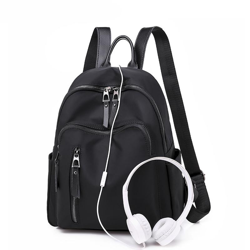 

Women oxford Backpacks with Earphone Hole Lady Bag Black Backpack Female Waterproof Packsack Rucksack For Teenage girls 2020