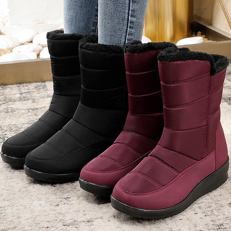 

Mulheres inverno tornozelo cunhas femininos plataforma neve senhoras sapatos mulher quente peles botas de, Black