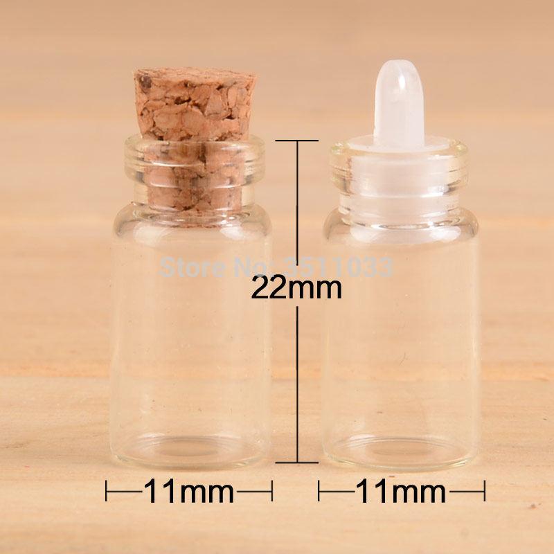 

Free Shipping 1ML 50pcs 100pcs Mini Glass Bottles Pendants With Cork Plastic Stopper Small Bottle Decoration Crafts Vials Jars