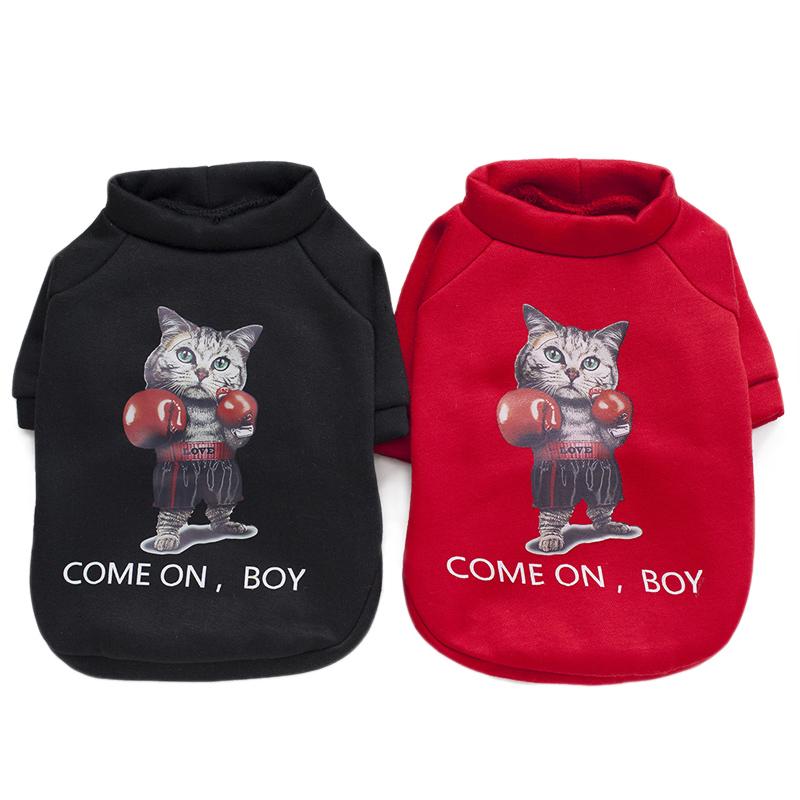 

Autumn Winter Pet Dog Hoodie Warm Soft Puppy Cat Clothing Fashion Pattern Clothes For Small Dog 5 Colors, Black