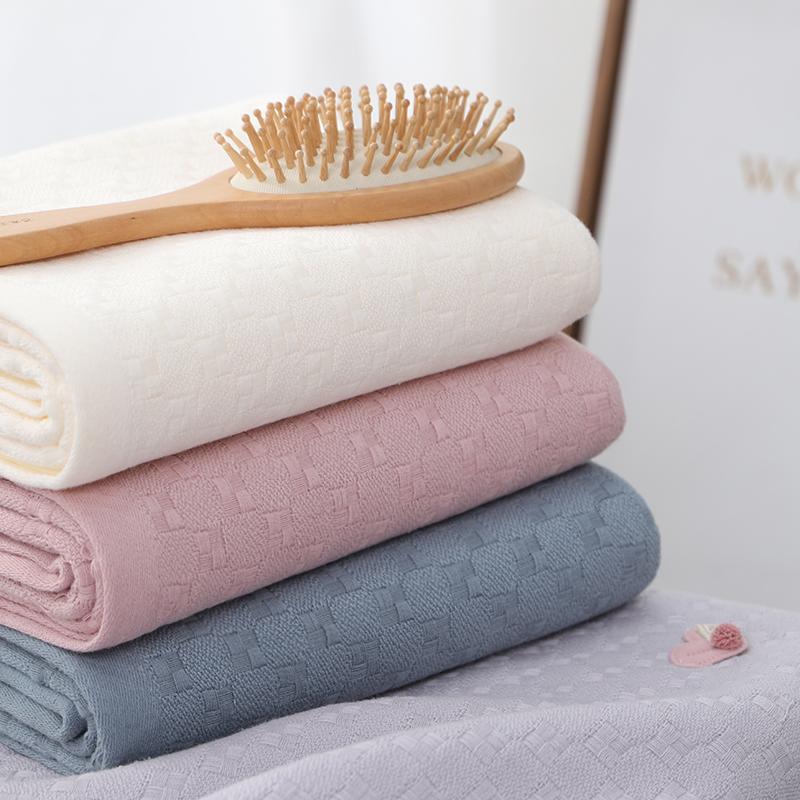 

1pc Bath Towel 100% Cotton Gauze Washcloth Beige Grey Bathroom Soft Beach Toalla 70*140cm Pink Blue Dot Adults Home Textile