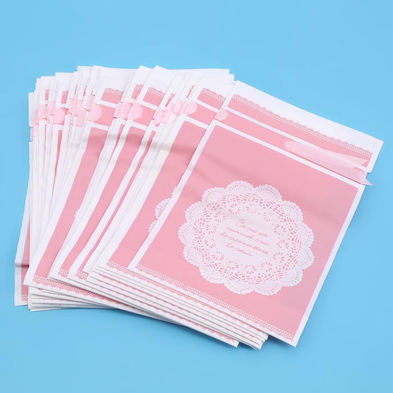 

50pcs Plastic Candy Cookie Drawstring Bag Treat With Ribbon Snack Candy Birthday Party Wedding Favor Gift Bags