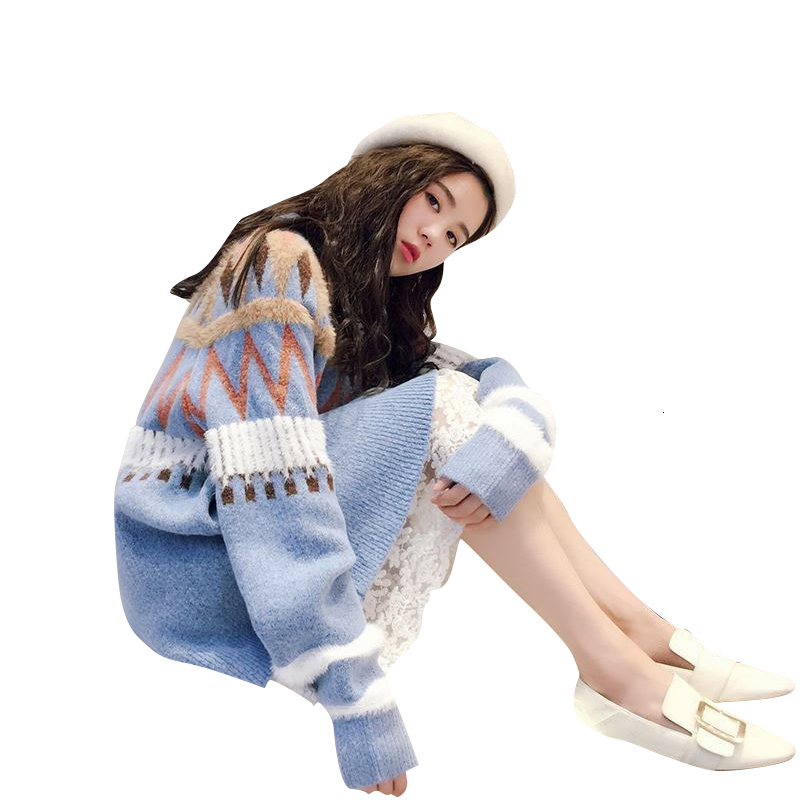 

2021 Women' Women Sweater Autumn Winter New Mid-length Knitting A210 1hm1, Blue