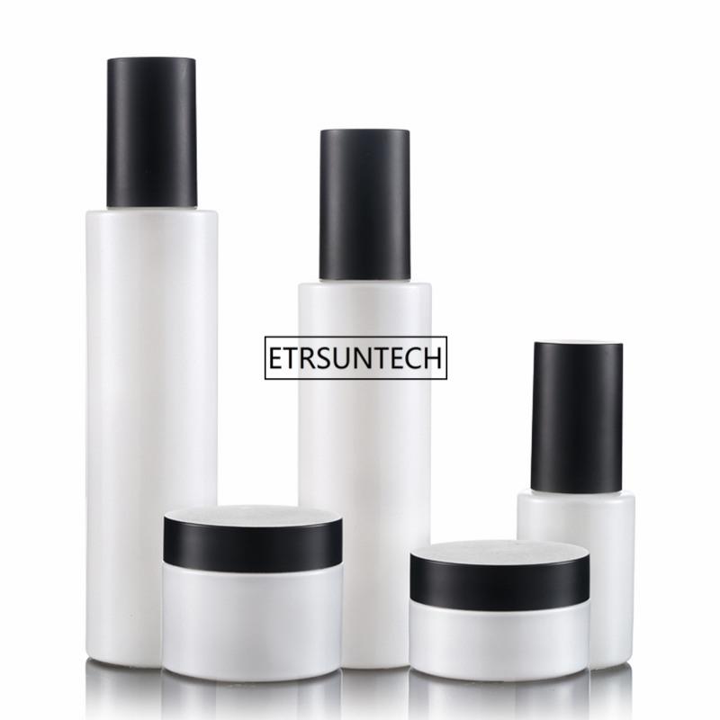 

50pcs 30g 50g Glass Bottle Black Lid Glass Jar Empty 30ml Pump bottle Refillable Cosmetic Packaging Container F2756