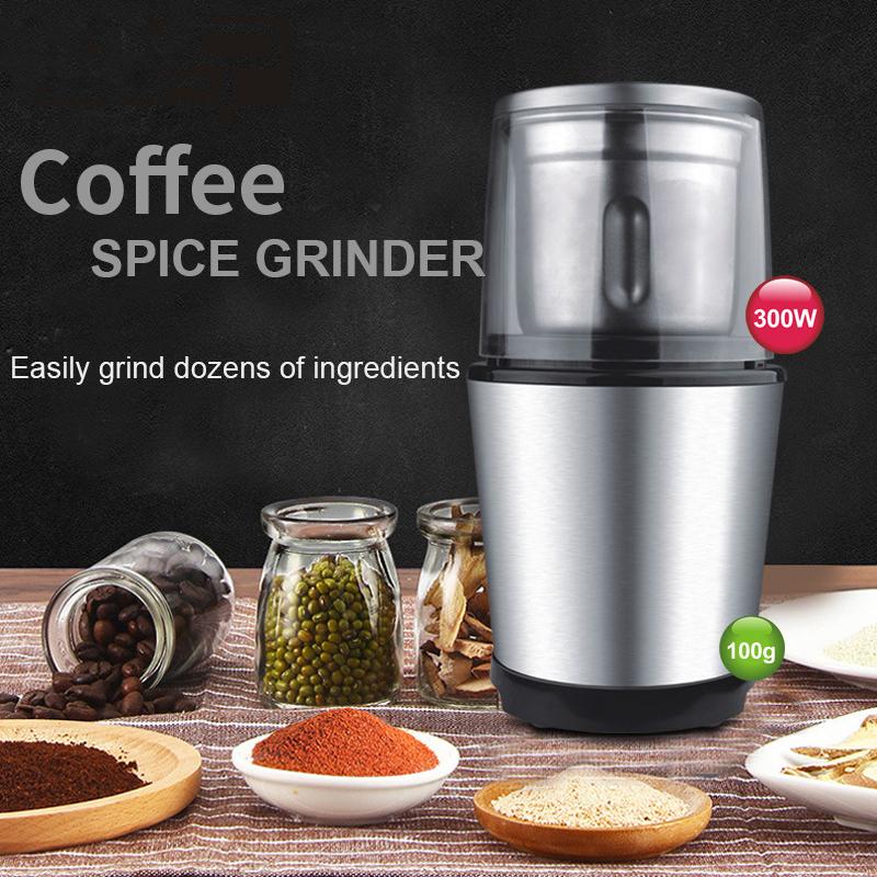 

300W Electric Coffee Grinders Kitchen Coffee Bean Cereals Nuts Beans Spices Grains Grinding Machine Multifunctional Home Grinder