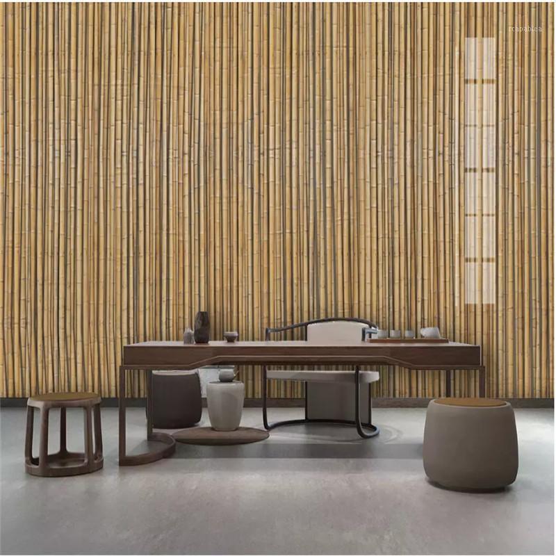 

Custom Chinese Wall Paper 3D Stereoscopic Gold Bamboo Braided Line Yellow Mural Wallpapers for Living Room Papel De Parede 3D1, Canvas