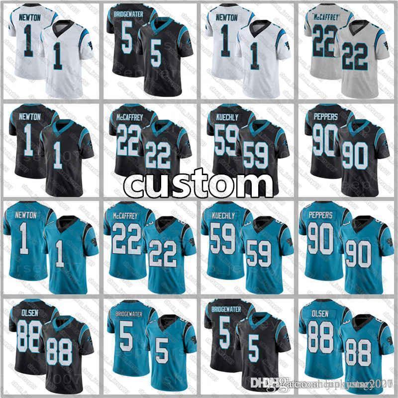 

custom Men Carolina 22 Christian McCaffrey Bridgewater Panther Jersey 53 Brian Burns 12 DJ Moore Donte Jackson Cam Newton Kuechly, Custom men (heibao)