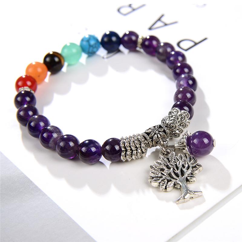 

7 Chakra Natural Stone Braided Energy Bracelet Men Women Charms Amethysts Agat Tiger Eye Crystal Beaded Bracelets Gift 18cm B404