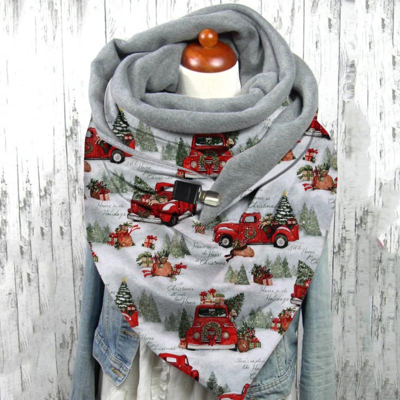 

Scarf Women Fashion Women Printing Button Soft Wrap Casual Warm Shawls And Wraps Winter Scarf Windproof Neck Protection