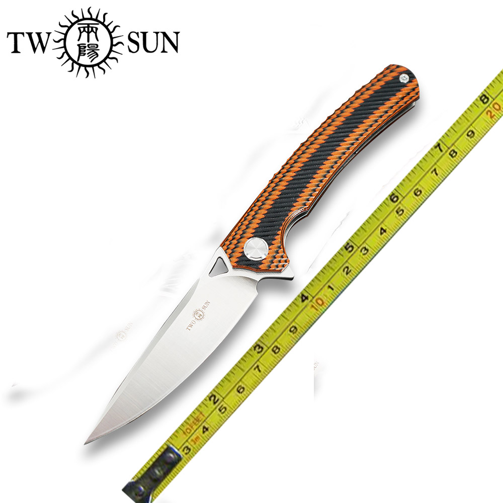 

New Twosun Survival Camping G10 Ball Bearing Fast Open Folding Knife TS81-Orange-G10