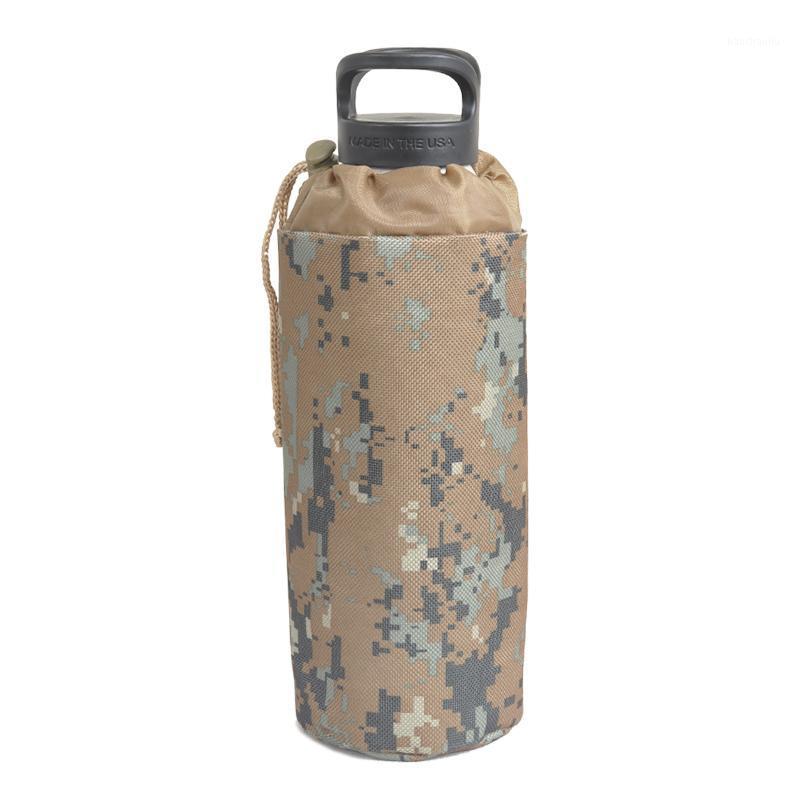 

Camping Hiking Travel Survival Kits Holder Tactical Water Bottle Pouch Molle System Kettle Bag1, Brown