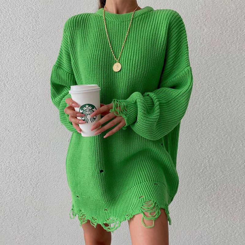 

Y2k Knitted Women Sweater Dress Oversize 2021 Winter Sexy Pullovers Night Party Wear Hollow Streetwear Long Sleeve Loose Clothes, Bright yellow