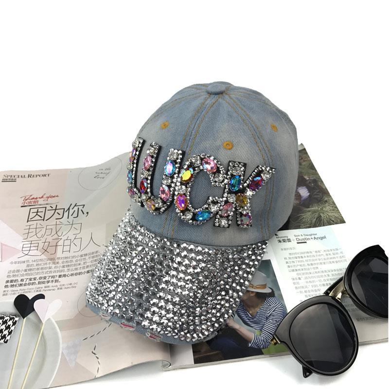 Cowboy Hat Spring and Summer Color Diamond Studded Duck Tongue Hats Baseball Cap Women's Outdoor Versatile Sunshade Caps