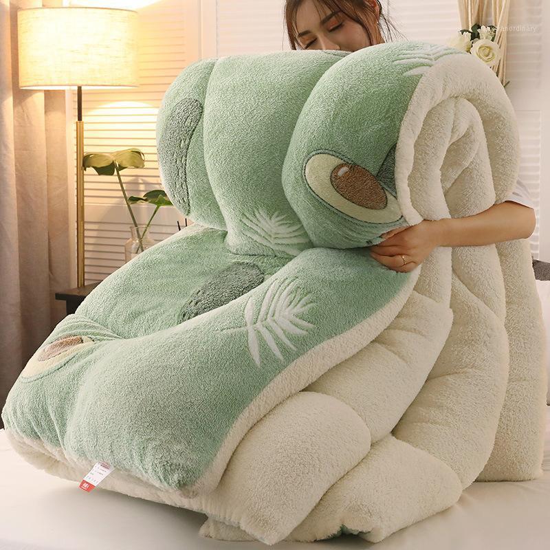 

New Super Warm Lamb Quilt Winter Blanket Double-sided Velvet Quilt Thickened Warm Autumn Spring Winter Plush Comforter Core1