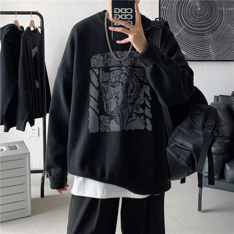 

Korean Style Man Sweaters Casual Loose Winter Pullover Oversized Long Sleeve Man Sweaters Pull Hiver Men's Clothing DB60MY, My45 white