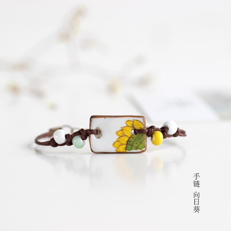 

Cute Design Sunflower and Watermelon Pattern Creative Hand-painted Ceramic Bracelet & Necklace Jewelry for Women Adorn Article