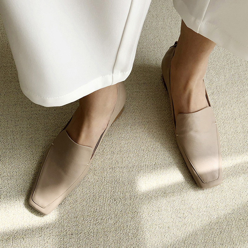 

2020 Toe Fashion Female Design Genuine Leather Pumps Complete Wholesale Casual Heels Slide in Spring Autumn Shoes Size 34-40 0tdb, Nude