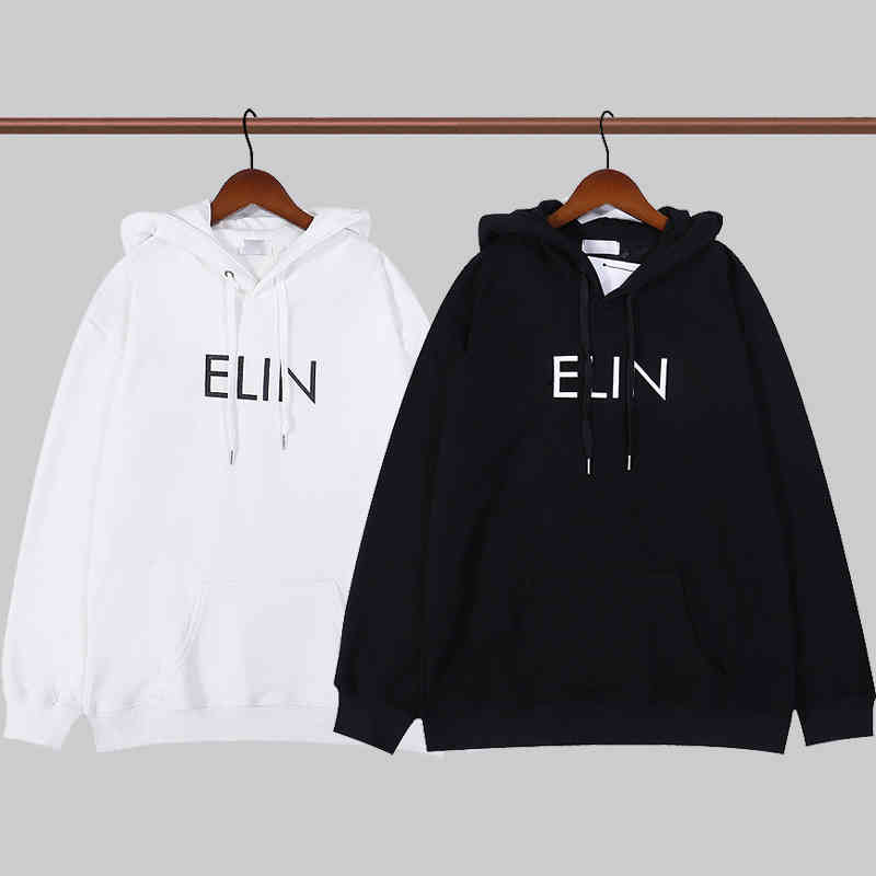 

2021 Autumn and Winter Men's Women's Classic Fashion Monographic Printed Cotton Hoodie in Black White