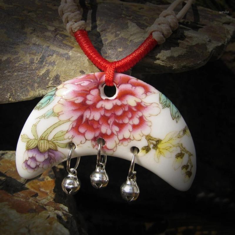 

Handmade Ethnic Ceramic Women Necklaces for Female Accessories Handcrafted Chinese Porcelain Peony Pendant Necklace Drop SP2581
