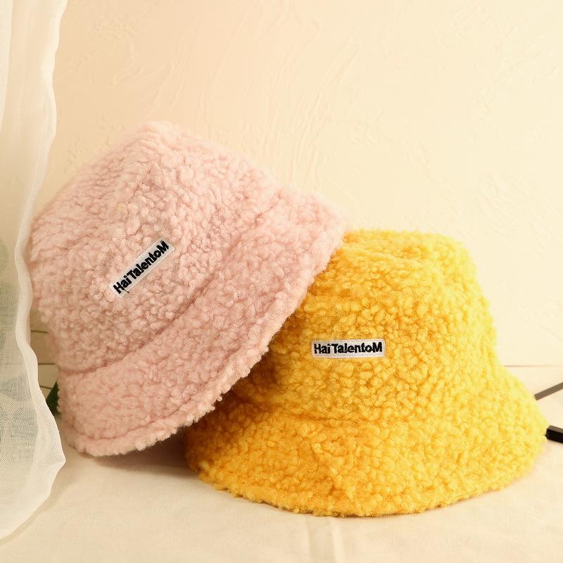 

2020 New Hats for Women Autumn Winter Bucket Hats Lamb Plush Soft Warm Fisherman Hat Panama Casual Caps Lady Flat Korean Style, White