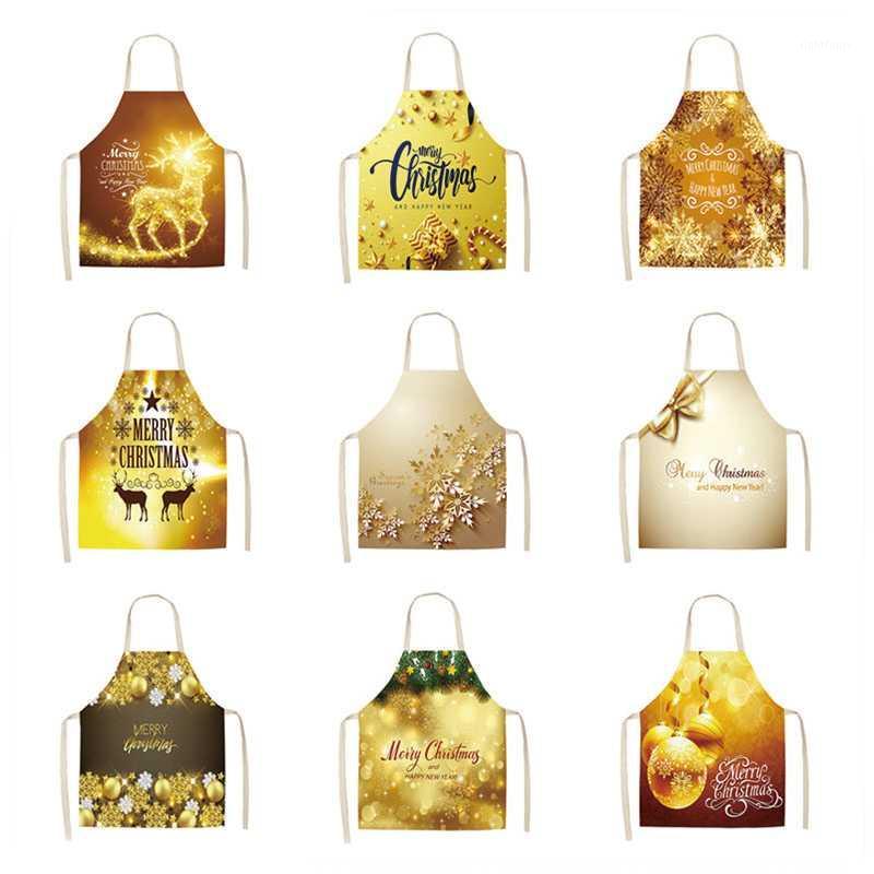 

1 pc Kitchen aprons Christmas elk print sleeveless cotton and linen aprons men and women household cleaning tools 53 x 65 cm1