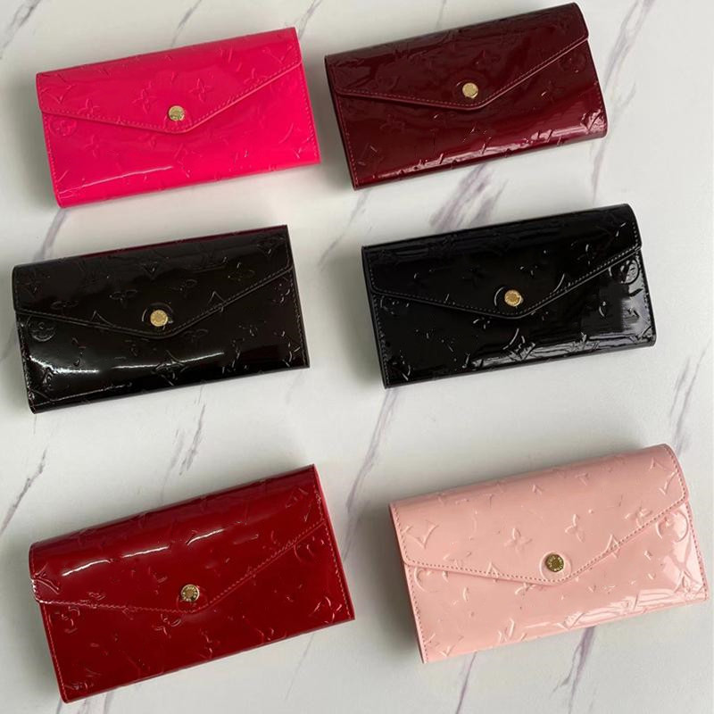

Dupe Luxury Shiny Patent Leather Cases Embossed Women's Wallet Card Purse Bag with Box 4Colors 71236F a9KK#334F