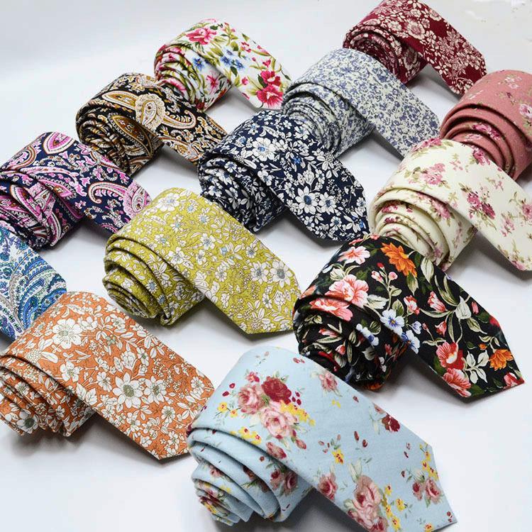 

Cotton Neckties Floral Print Necktie For Men Cotton Slim Ties Wedding Party Flower Neckwear Skinny Ties Casual Skinny Necktie