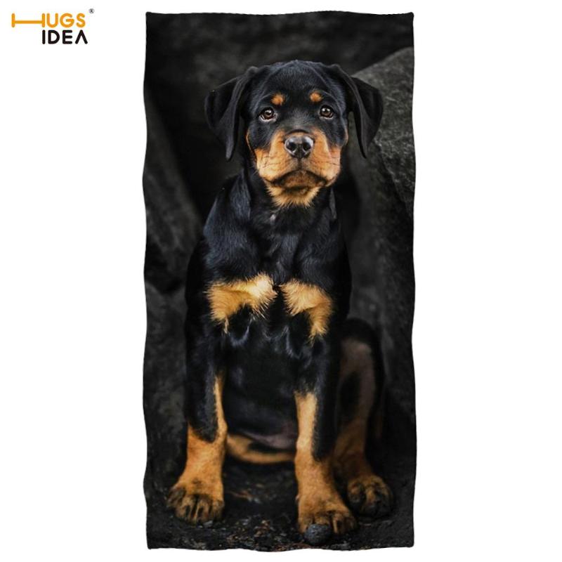 

HUGSIDEA Pet Dog Print Shower Beach Towel Sandy Proof Rottweiler Design Towels 3D Animal Yoga Swimming Blanket Microfiber Towels, Custom