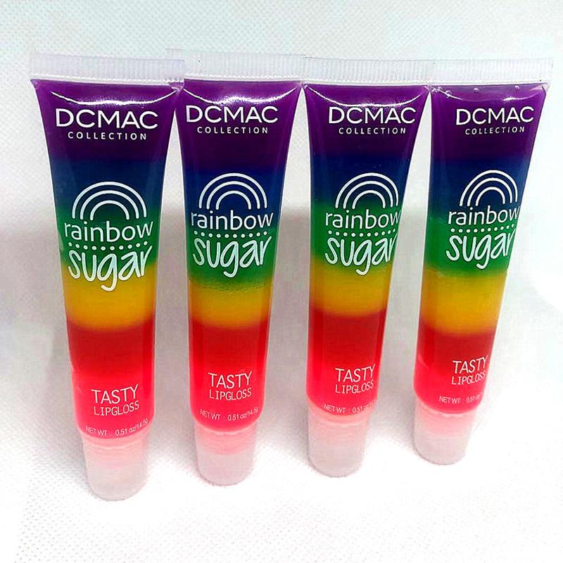 

6 Colors Rainbow Tasty Sugar Lip gloss Magic Rainbow Sugar Lip Gloss - Scented Fruit Moisturizing Oil, 1pc