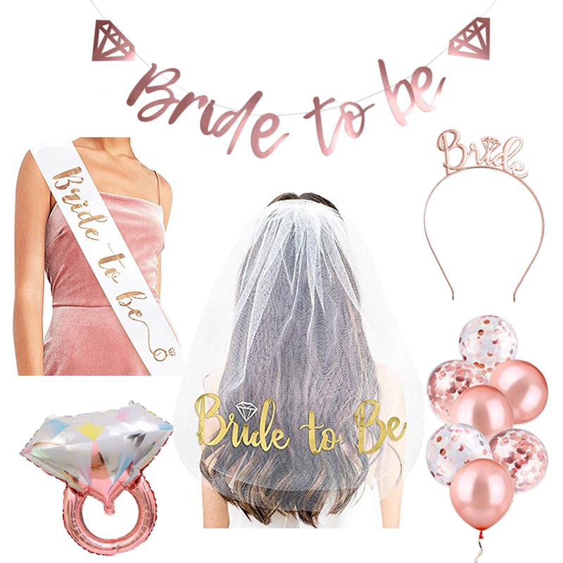 

Wedding decoration Bride To Be Bachelorette Party Supplies team Bride Photo Props Set Balloon Gold Veil Hen Party Bridal Shower