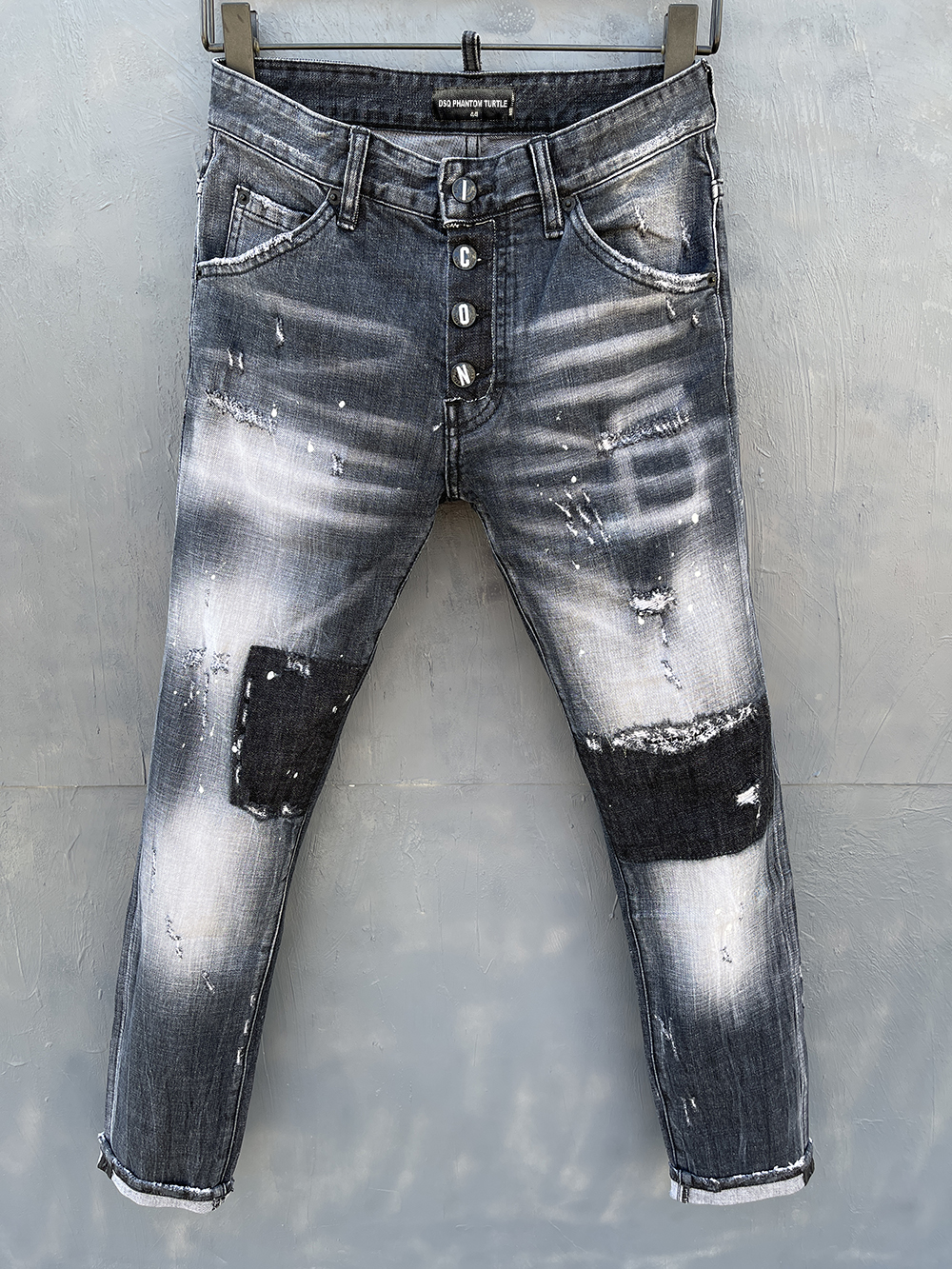 

DSQ PHANTOM TURTLE Classic Fashion Man Jeans Hip Hop Rock Moto Mens Casual Design Ripped Jeans Distressed Skinny Denim Biker DSQ Jeans 1042, As picture