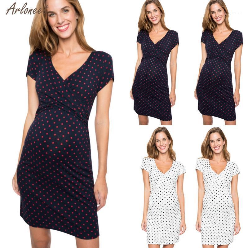 

Women Sleeveless Pregnancy Maternity Dress Dot Print Nursing Breastfeeding Dress Women Casual Maternity New Fashion 20201, Red