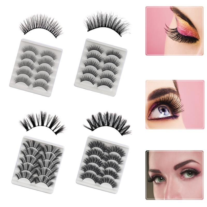 

5pairs 3D False Eyelashes Mink Lashes Pack Natural False Eyelashes Extension Volume Fake Eye Lashes Bulk Boxes Wholesale Makeup