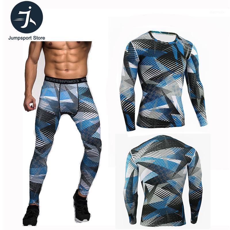 

2020 men sports set tracksuits compress shirt fitness pants skin tight long sleeves rashguard training clothes gym yoga suit1, Tops